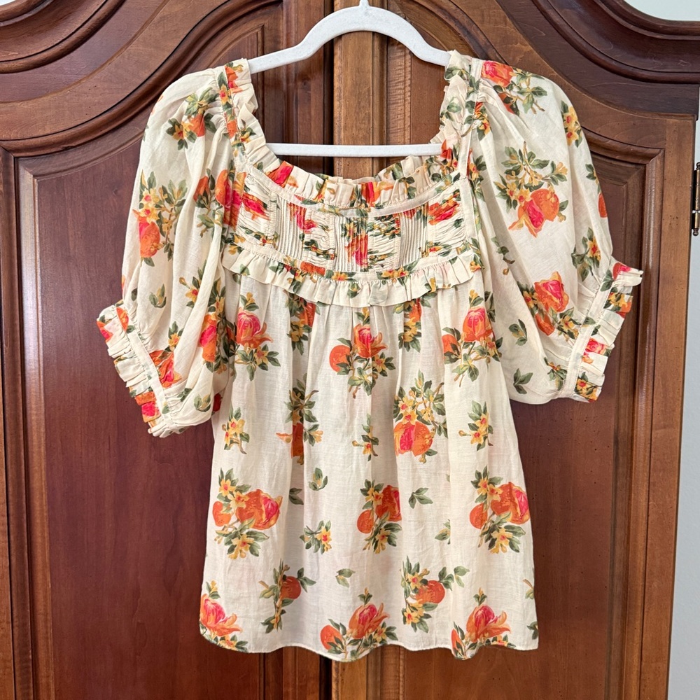 Doen Orange Blossom Puff Sleeve Blouse